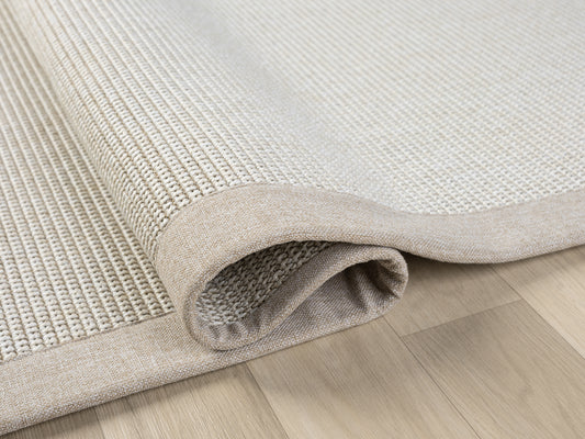 Himalaya Bej Kumaş Bordürlü 664 Krem Sisal Halı - HVHB01