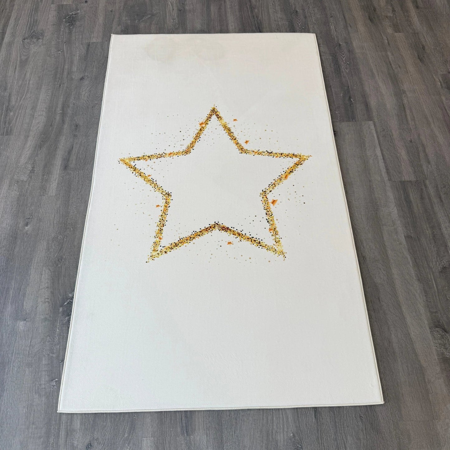 100x175 - 11mm Deri Taban Gold Yıldızlı Çocuk Halısı - (Hafif Lekesi var) - HALI VAGONU