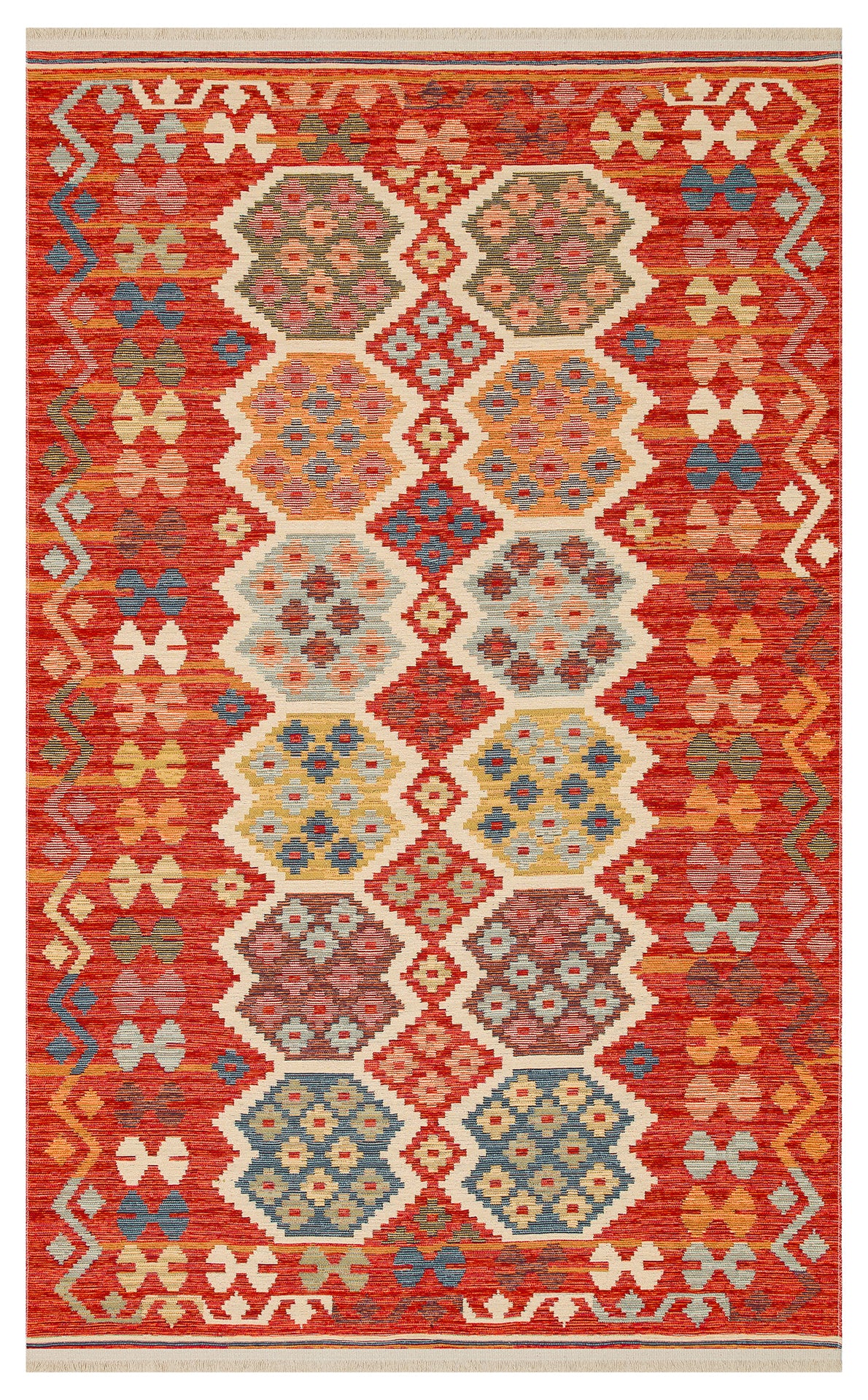 NOMAD NMD 03 RED Yıkanabilir, Çift Taraflı Kullanıma Uygun Yumuşak Tuşeli Otantik Kilim