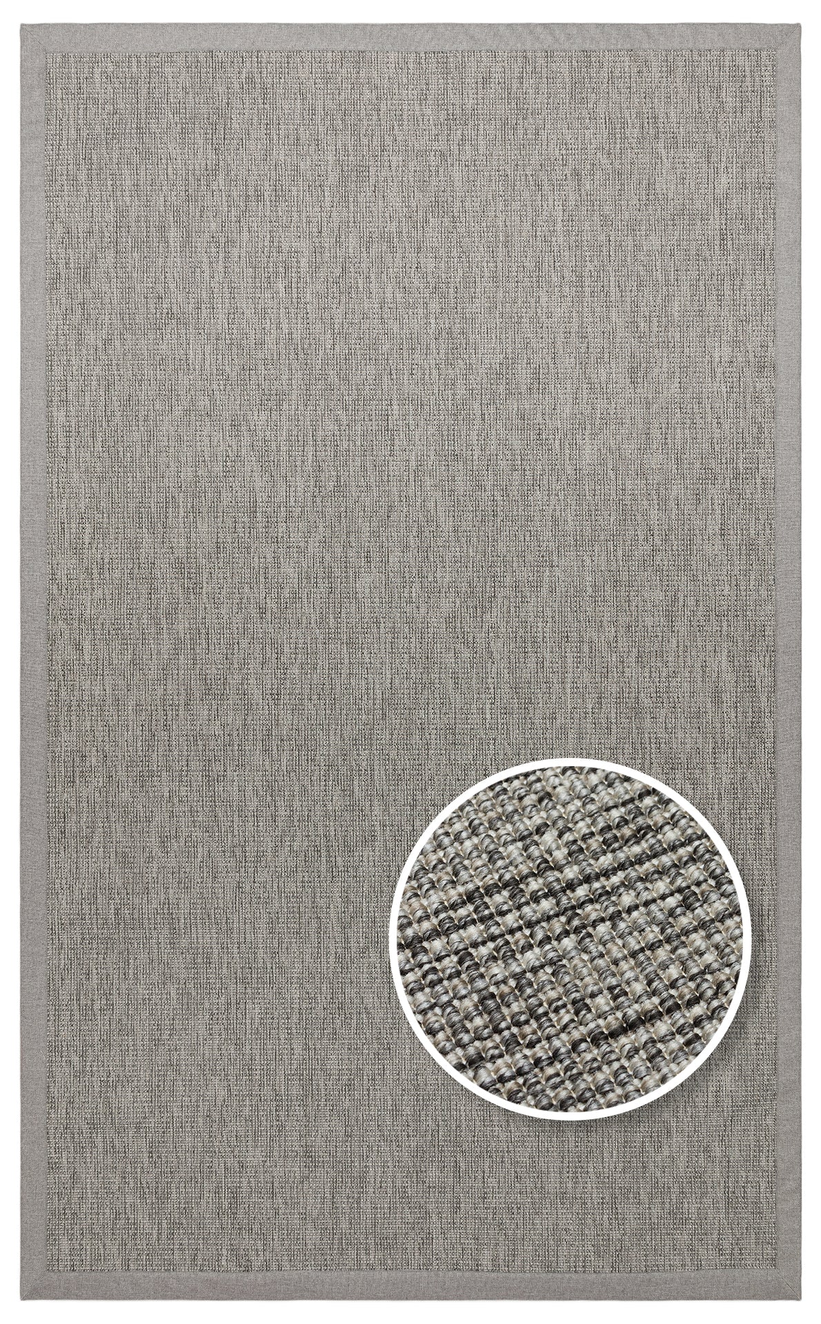 Gri Kumaş Bordürlü Sisal Halı - El Yapımı, Dayanıklı, Modern Tasarım - ZHR_2705_Grey_BRD_Grey