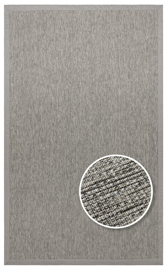 Gri Kumaş Bordürlü Sisal Halı - El Yapımı, Dayanıklı, Modern Tasarım - ZHR_2705_Grey_BRD_Grey
