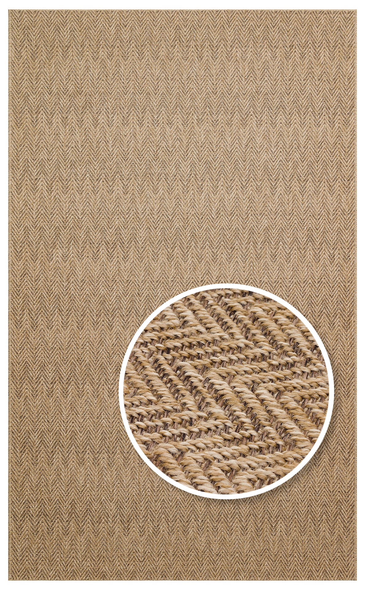 Halı Vagonu Zahara ZHR 02 Natural Mocha Sisal Halı, iç ve dış mekan kullanımına uygun, hav vermeyen ve kolay temizlenebilir.