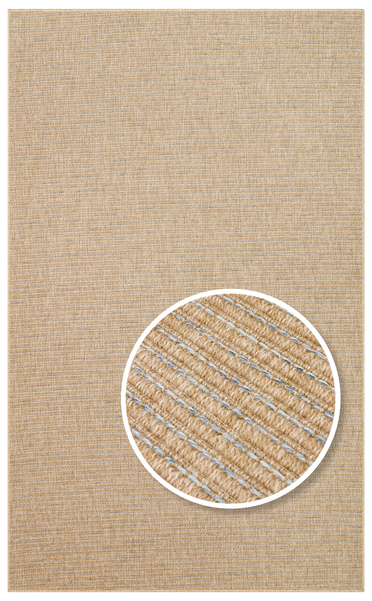 Halı Vagonu Zahara ZHR 01 Natural Blue iç ve dış mekan kullanımına uygun, hav vermeyen, kolay temizlenebilir sisal görünümlü halı, Bej Kahve Çift Renk Kumaş Bordürlü Sisal Halı olarak modern mekanlarda yer alıyor.
