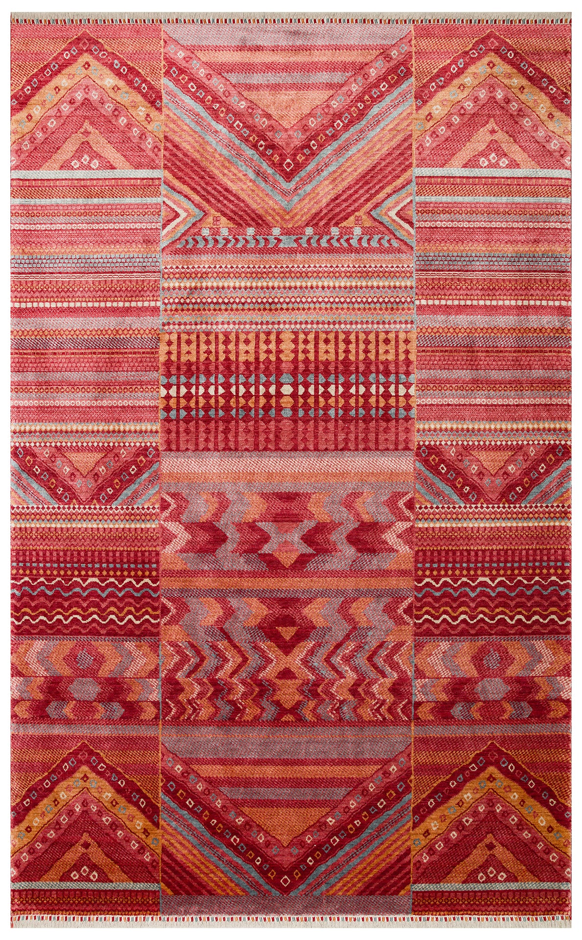 ZARA ZR 18 RED MULTY Otantik Desenli El Emeği İle Özel Tezgahlarda Üretilen Modern Uşak Halısı