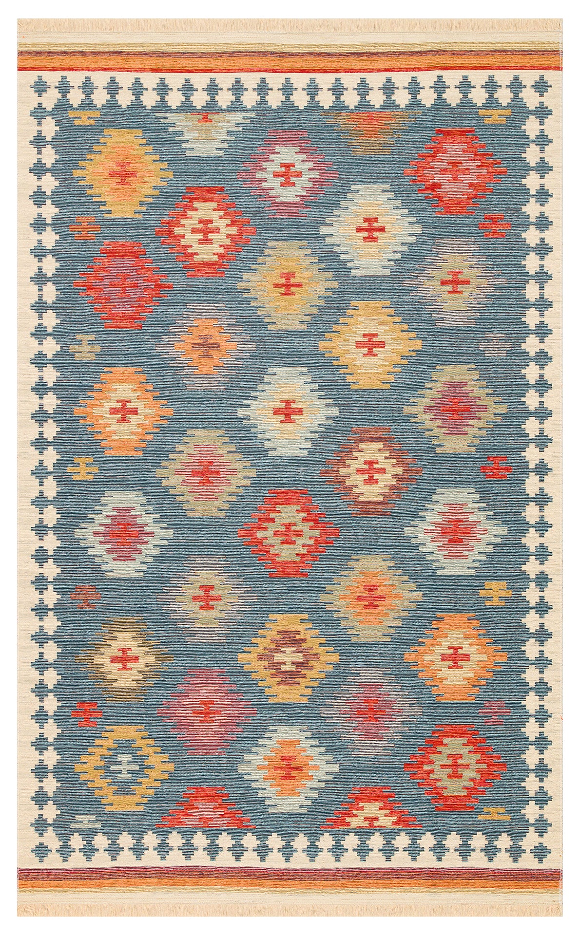 NOMAD 04 NAVY Yıkanabilir, Çift Taraflı Kullanıma Uygun Yumuşak Tuşeli Otantik Kilim