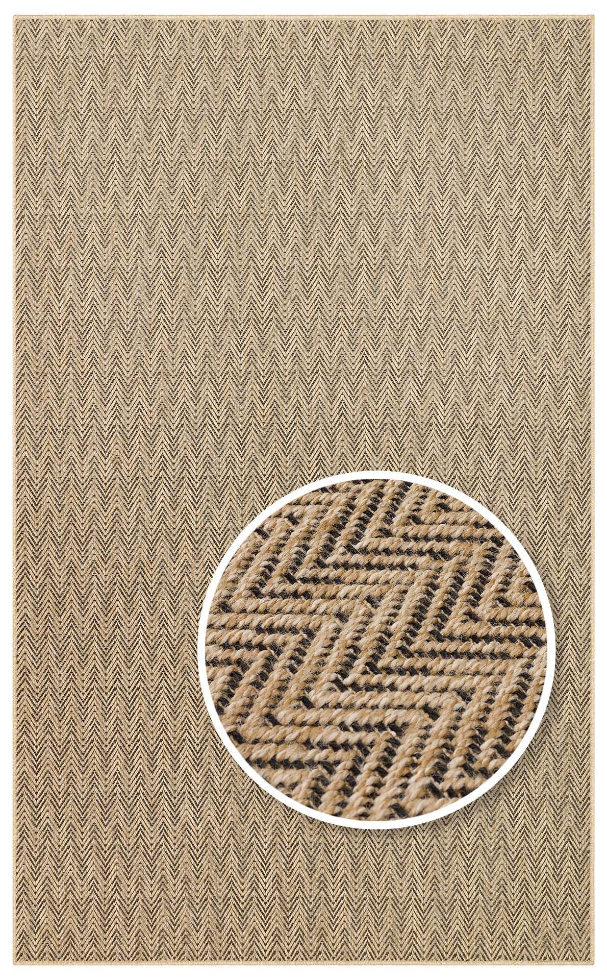 Halı Vagonu Zahara ZHR 02 Natural Black Sisal Halı, iç ve dış mekan kullanımına uygun, hav vermeyen ve kolay temizlenebilir.