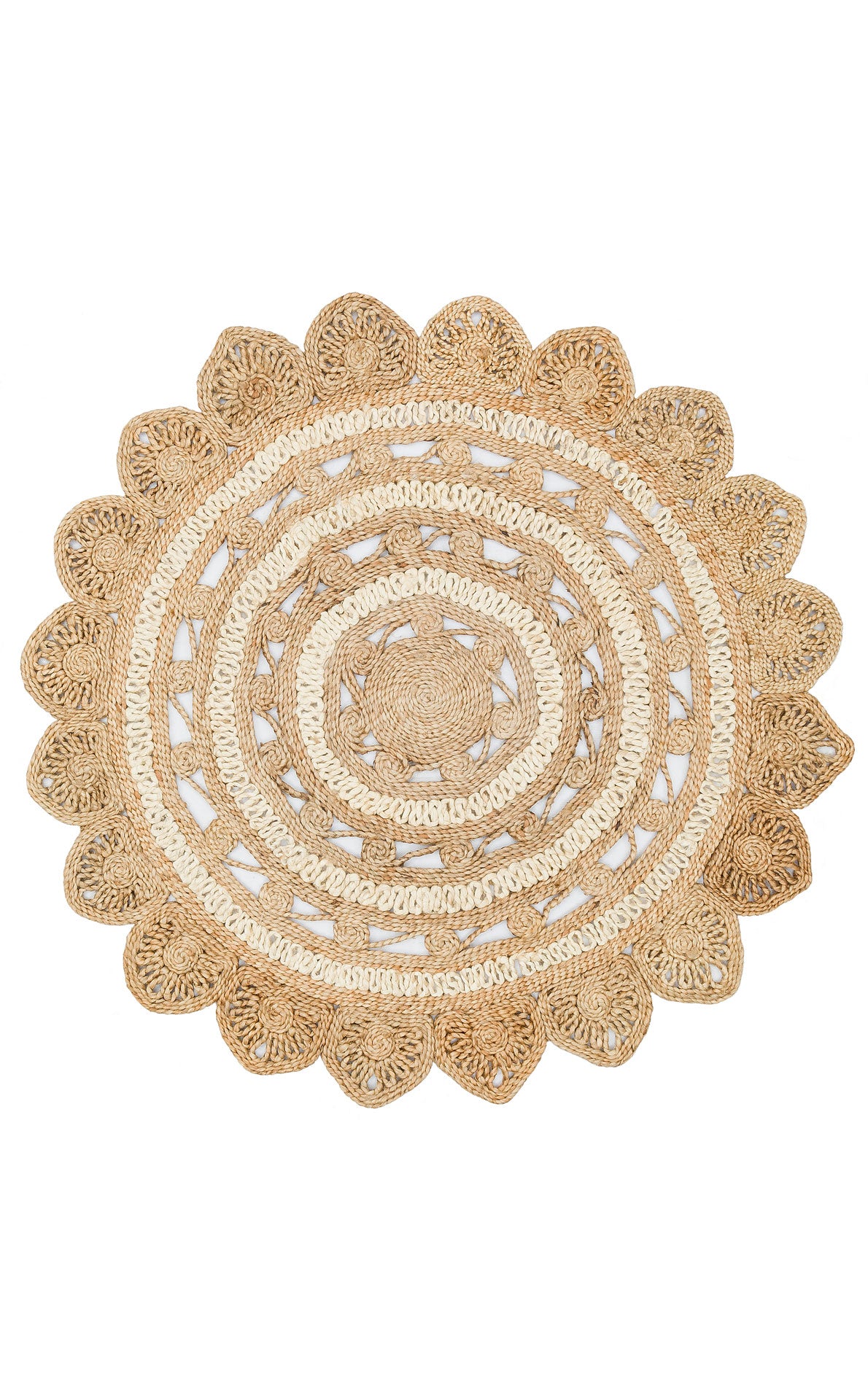 SOLO CA-105 Natural White XW Yuvarlak veya Oval El Dokuma Naturel Jüt Hasır Halı