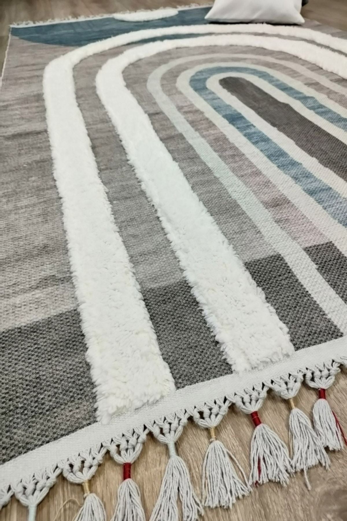 Tafting Kilim Serisi Üzeri Peluşlu Dokuma Taban Dekoratif Kilim