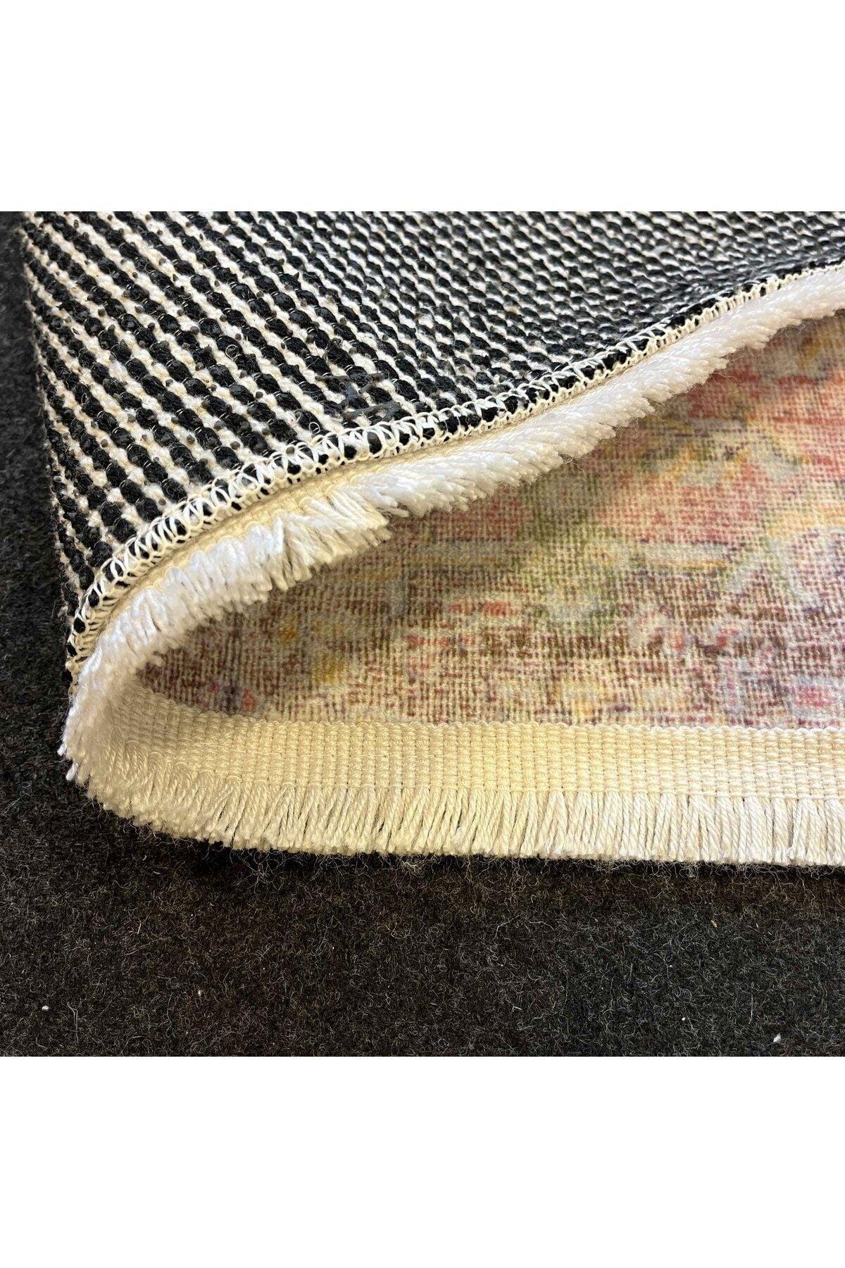 Yumuşak Dokulu Bambu Soft Kilim - Vintage Saçaklı Dijital Baskı HV-SK-927 - HALI VAGONU