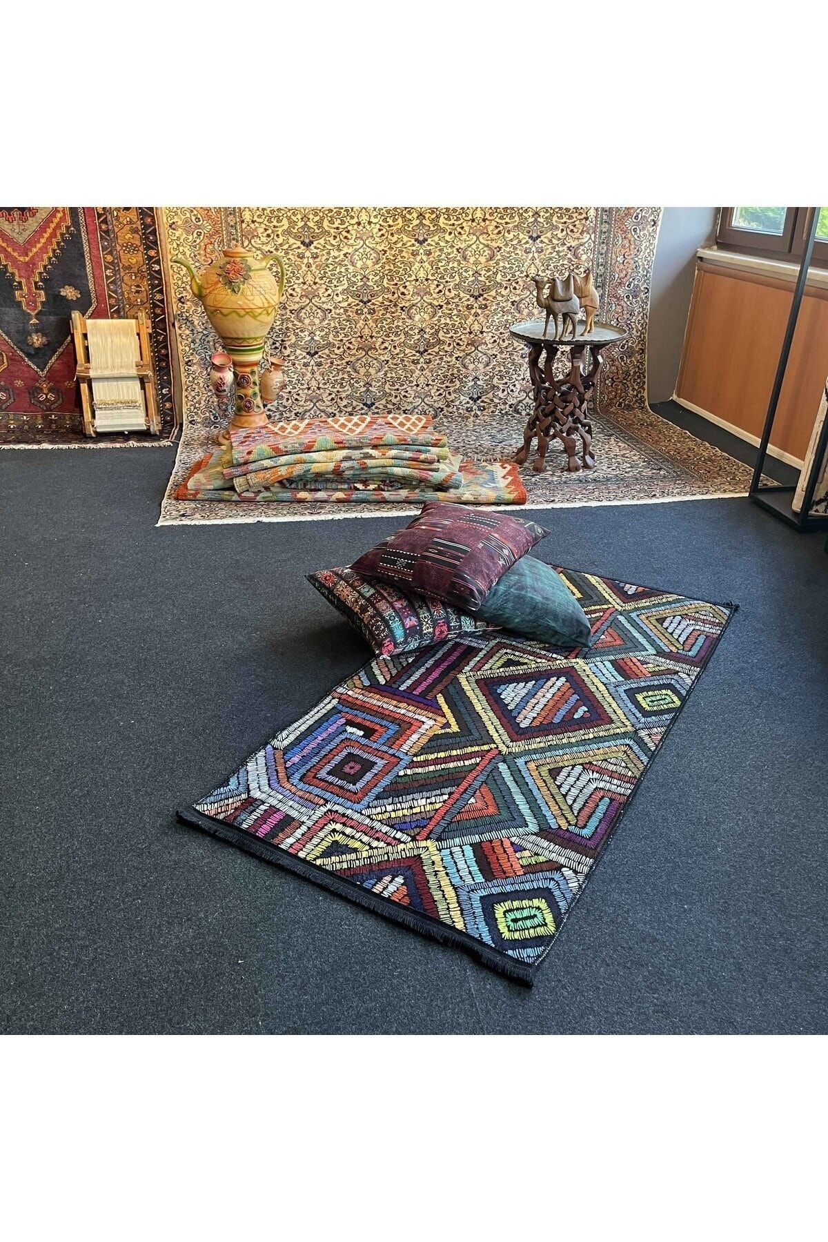 Yumuşak Dokulu Bambu Soft Kilim - Etnik Saçaklı Dijital Baskı HV-SK-909