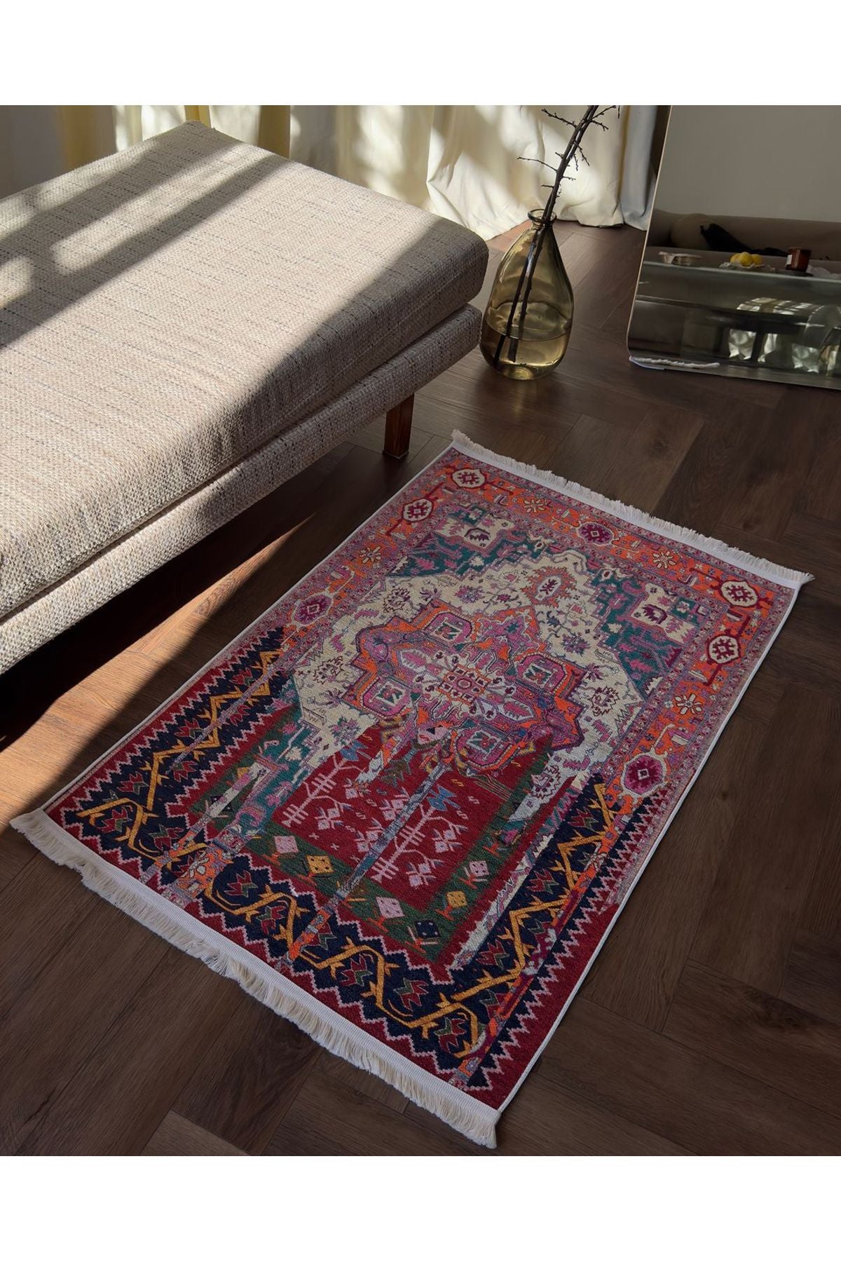 Halı Vagonu 15 Sanatsal Artwork Stil Çok Renkli Vintage Dokuma Taban Halı