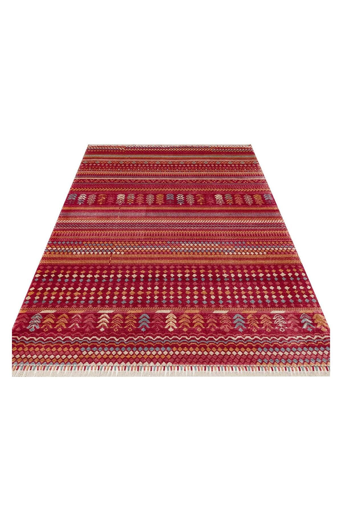 Zara Zr 19 Red Multy Otantik Desenli El Emeği Ile Özel Tezgahlarda Üretilen Modern Uşak Halısı