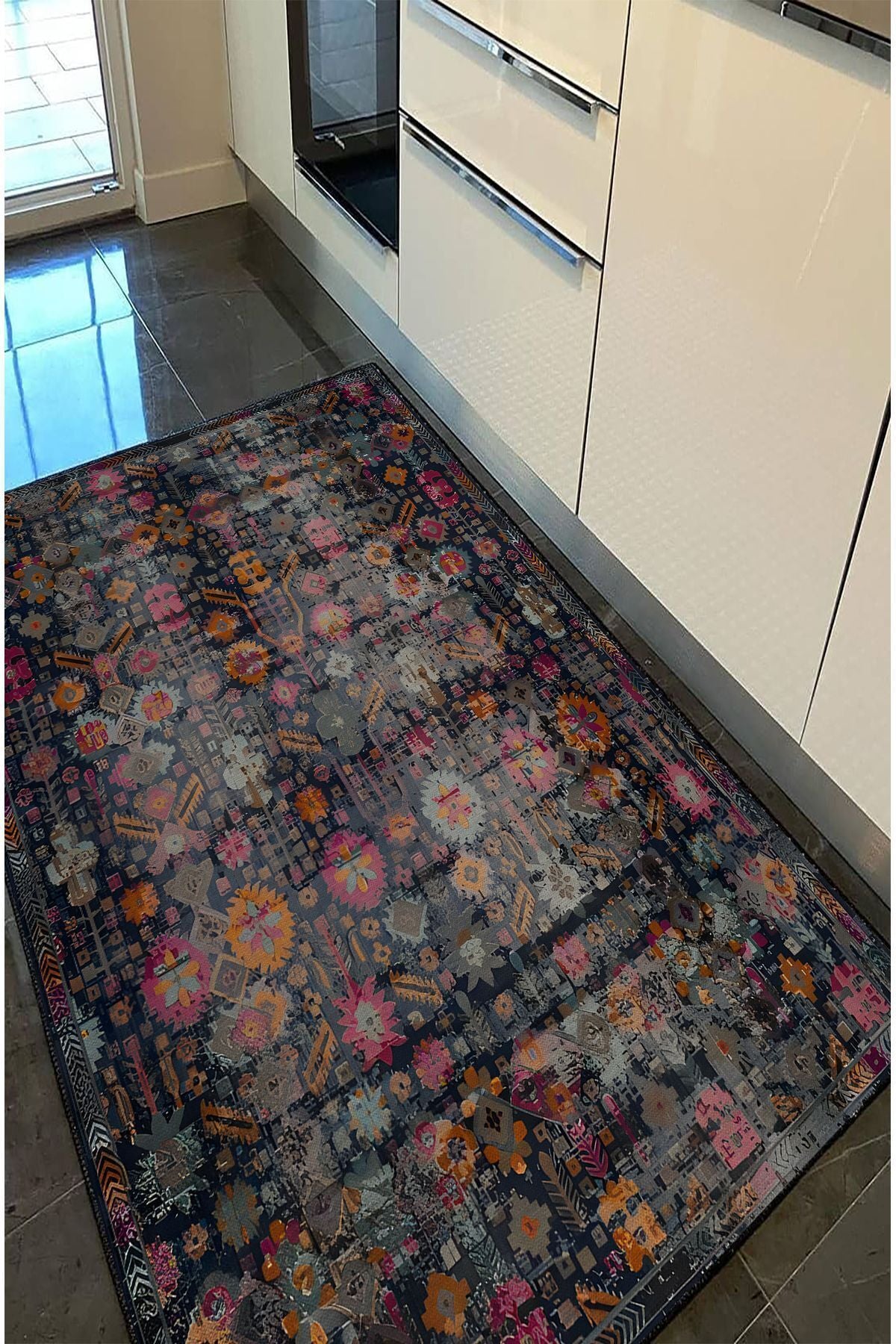 Halı Vagonu 59 Modern Stil Lacivert Halı Ve Kilim Salon Halıs Halı Saçaklı Yıkanabilen Halı