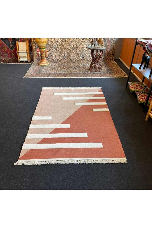 Tafting Kilim Serisi Üzeri Peluşlu Dokuma Taban Dekoratif Kilim