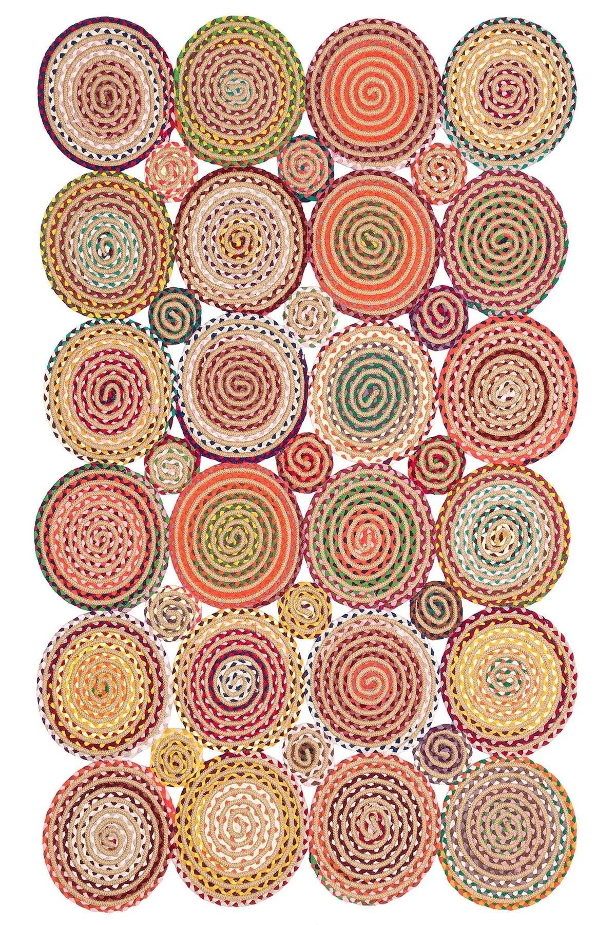 PATNA PTN 10 MULTY MIX Renkli Jüt Görünümlü Hasır Örgü Halı - HALI VAGONU