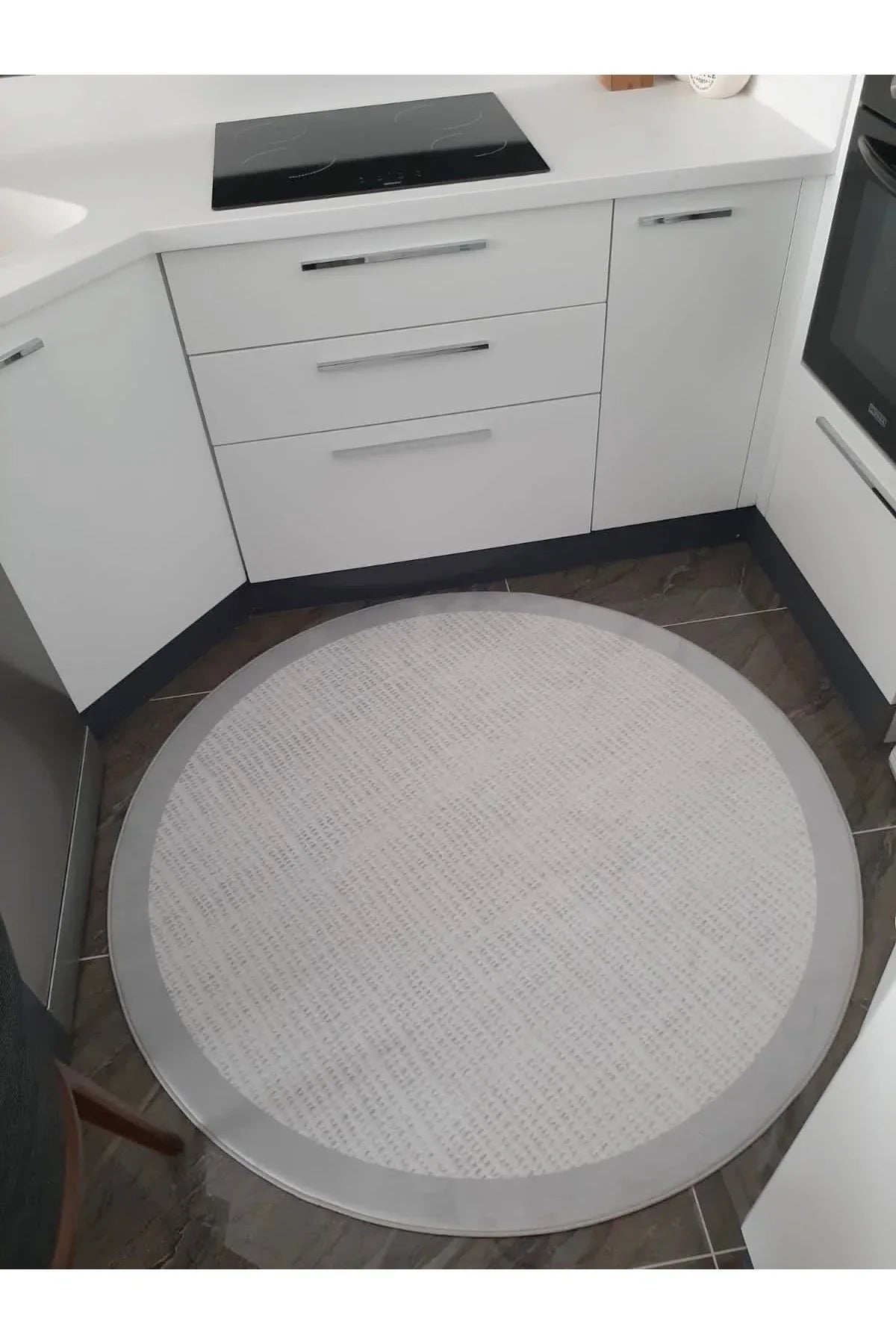 Hasır Sisal Jüt Desenli Dijital Baskılı Yuvarlak Halı - HALI VAGONU