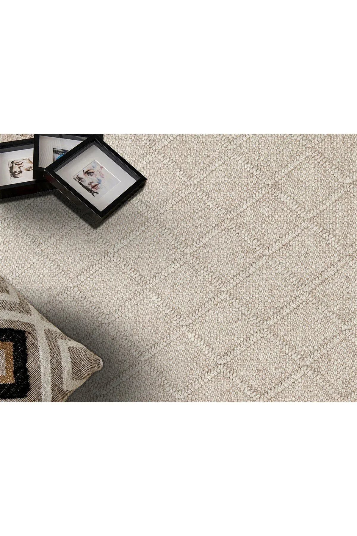 JADE DIAMOND BROWN Naturel Kazak Örgü Desenli El Dokuma Örgü Halı - HALI VAGONU