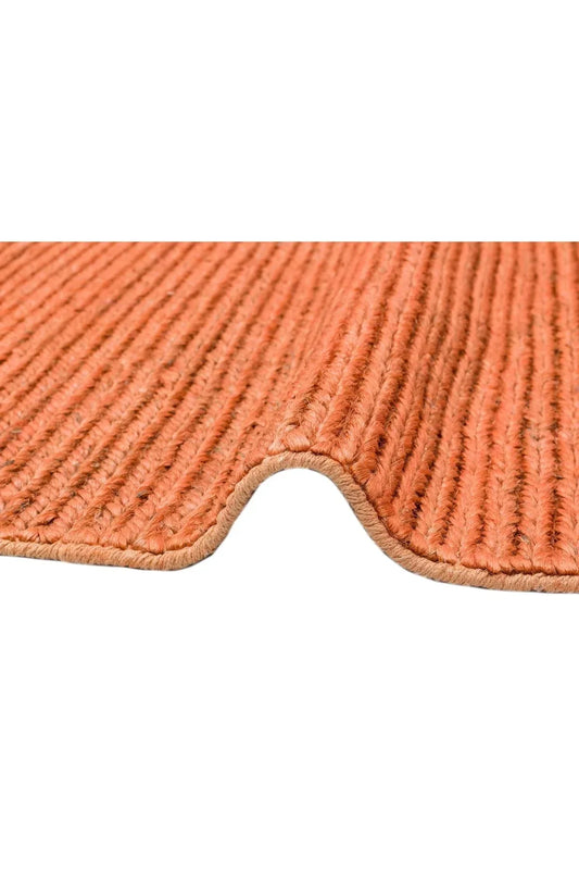 Fine Choti Rust Terra Flatweave El Dokuma Naturel Jüt Hasır Halı - HALI VAGONU