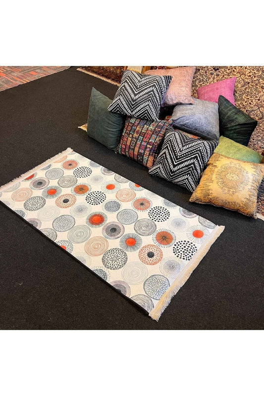 Yumuşak Dokulu Bambu Soft Kilim - Etnik Saçaklı Dijital Baskı HV-SK-912