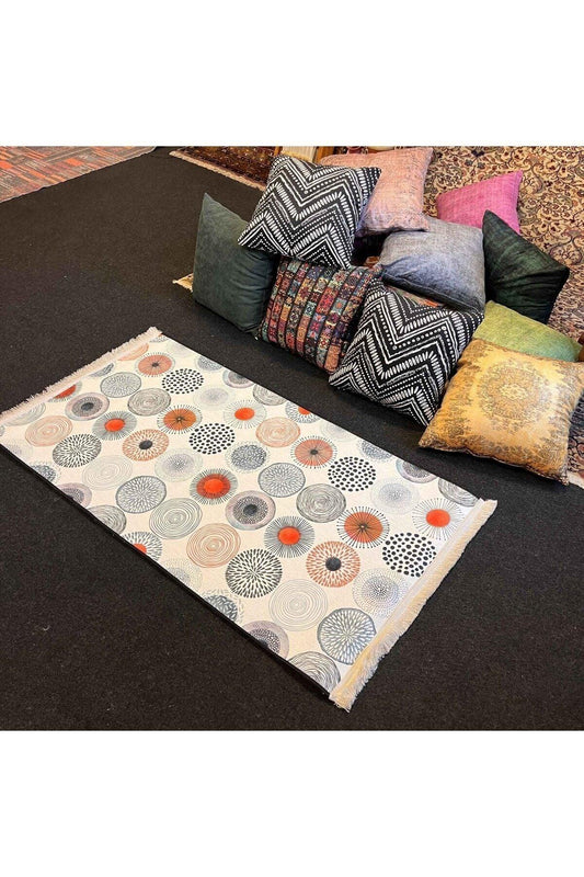 Yumuşak Dokulu Bambu Soft Kilim - Etnik Saçaklı Dijital Baskı HV-SK-912 - HALI VAGONU