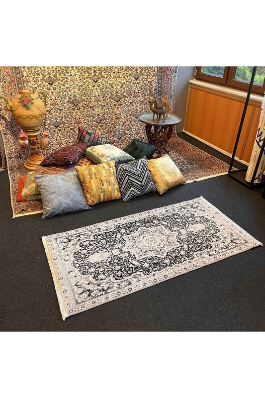 Yumuşak Dokulu Bambu Soft Kilim - İskandinav Saçaklı Dijital Baskı HV-SK-901