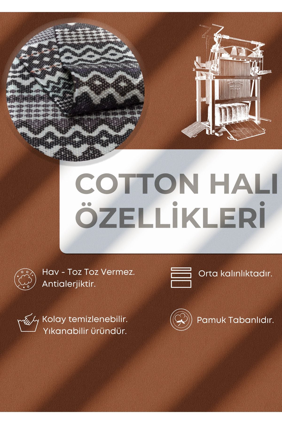 Cotton Koyu Yeşil Desenli Çok Renkli Bohem Pamuk Taban Kilim 2214