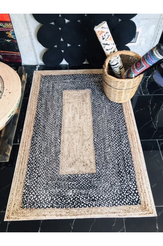 Jute15 Jüt Sisal Hasır Desenli Dijital Baskı Halı - HALI VAGONU