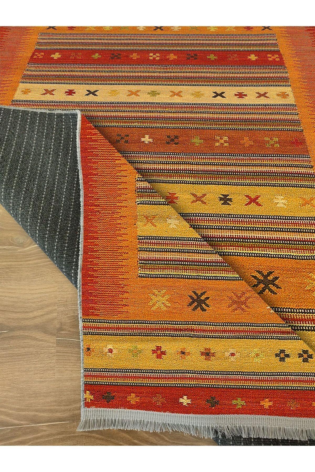 Halı Vagonu 2038 Renkli Klasik Desenli Yıkanabilir Kaymaz Salon Halısı, Koridor Ve Mutfak Halısı - HALI VAGONU