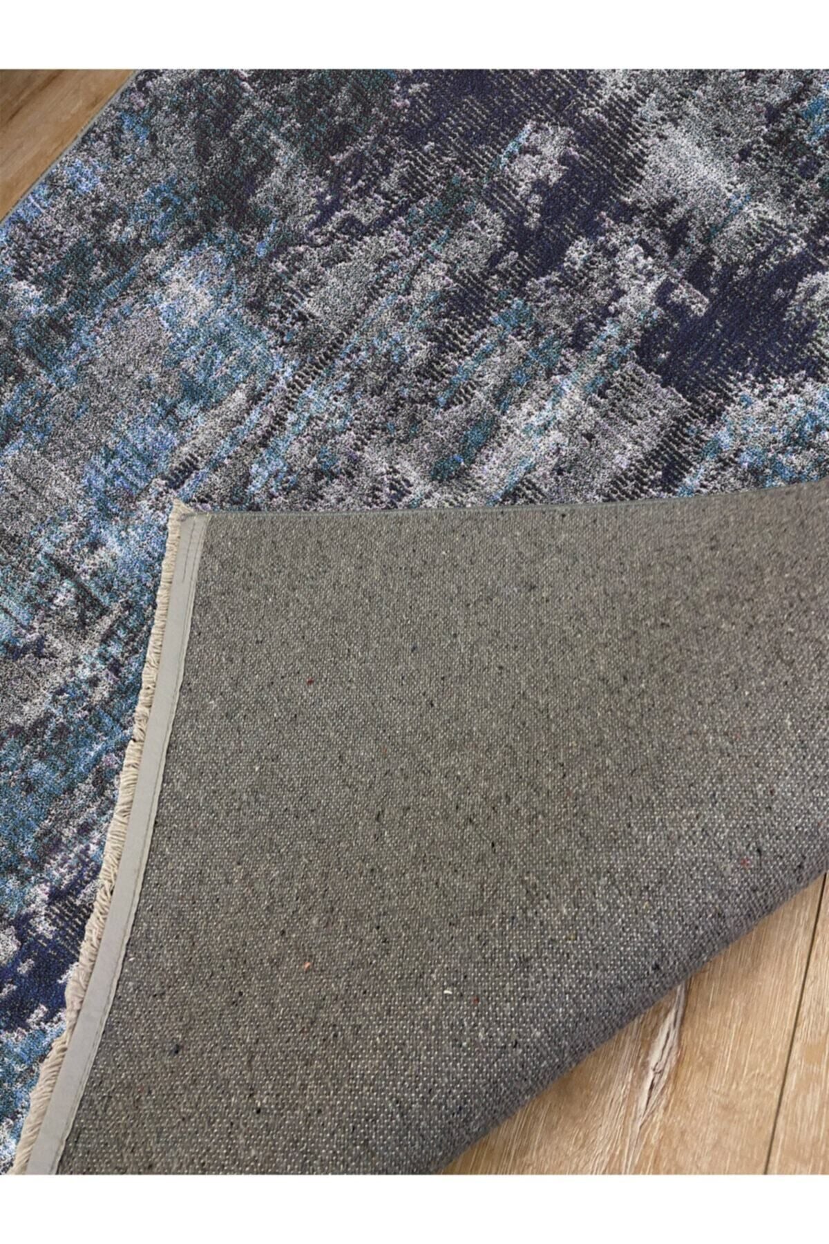 Halı Vagonu 2024 Mavi Gri Soyut Desen Modern Dokuma Taban Dekoratif Halı