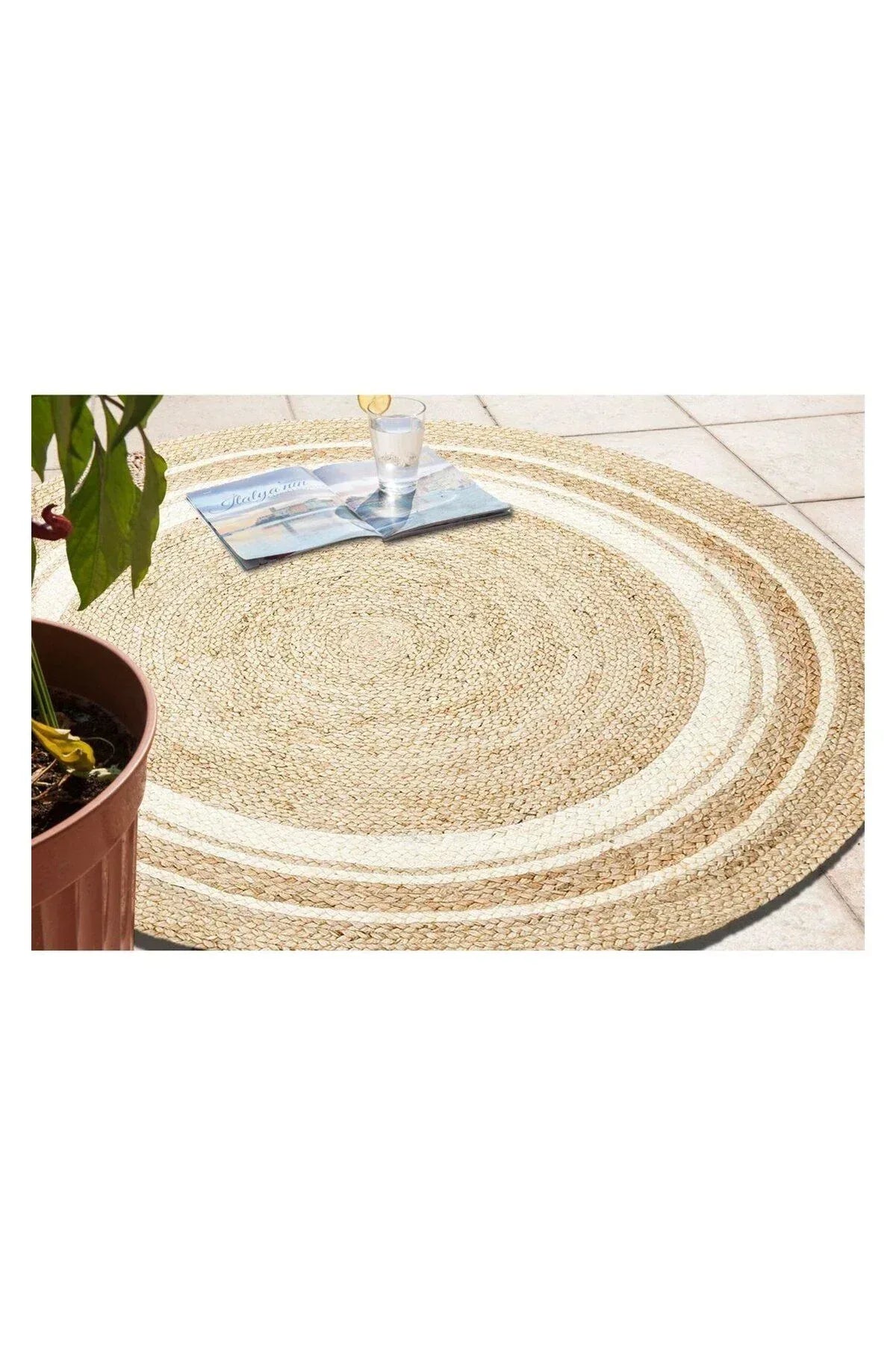 Juno Ech 01r Natural Whıte El Dokuma Naturel Jüt Hasır Halı - HALI VAGONU