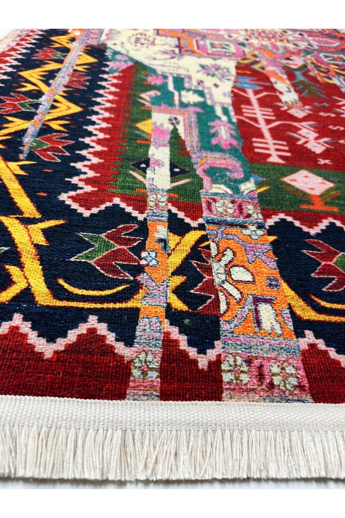 Halı Vagonu 15 Sanatsal Artwork Stil Çok Renkli Vintage Dokuma Taban Halı