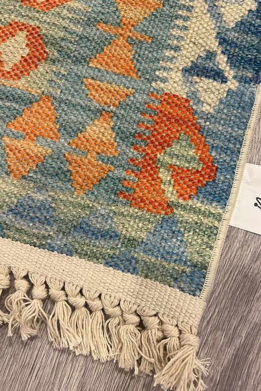 Cotton Etnik Desenli Otantik Çok Renkli Kilim 3602