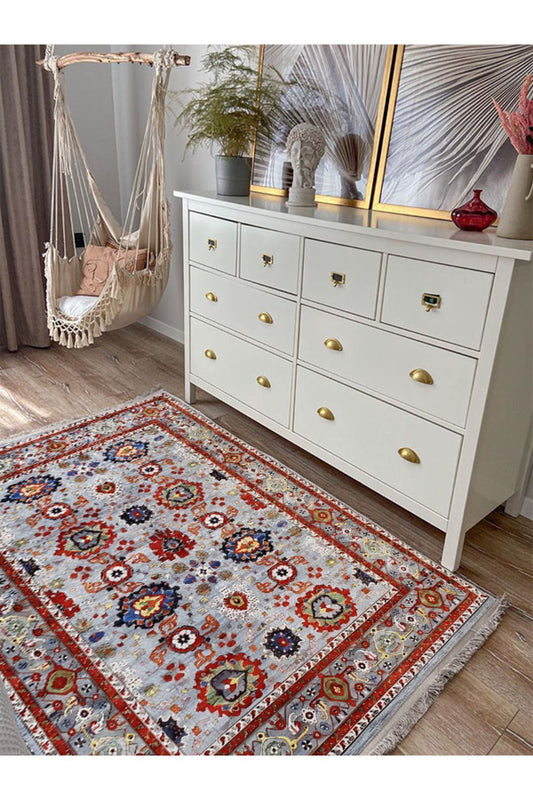 Mars 2196 Renkli Göbekli Desenli Yıkanabilir Ve Kaymaz Salon Halısı, Koridor Ve Mutfak Halısı