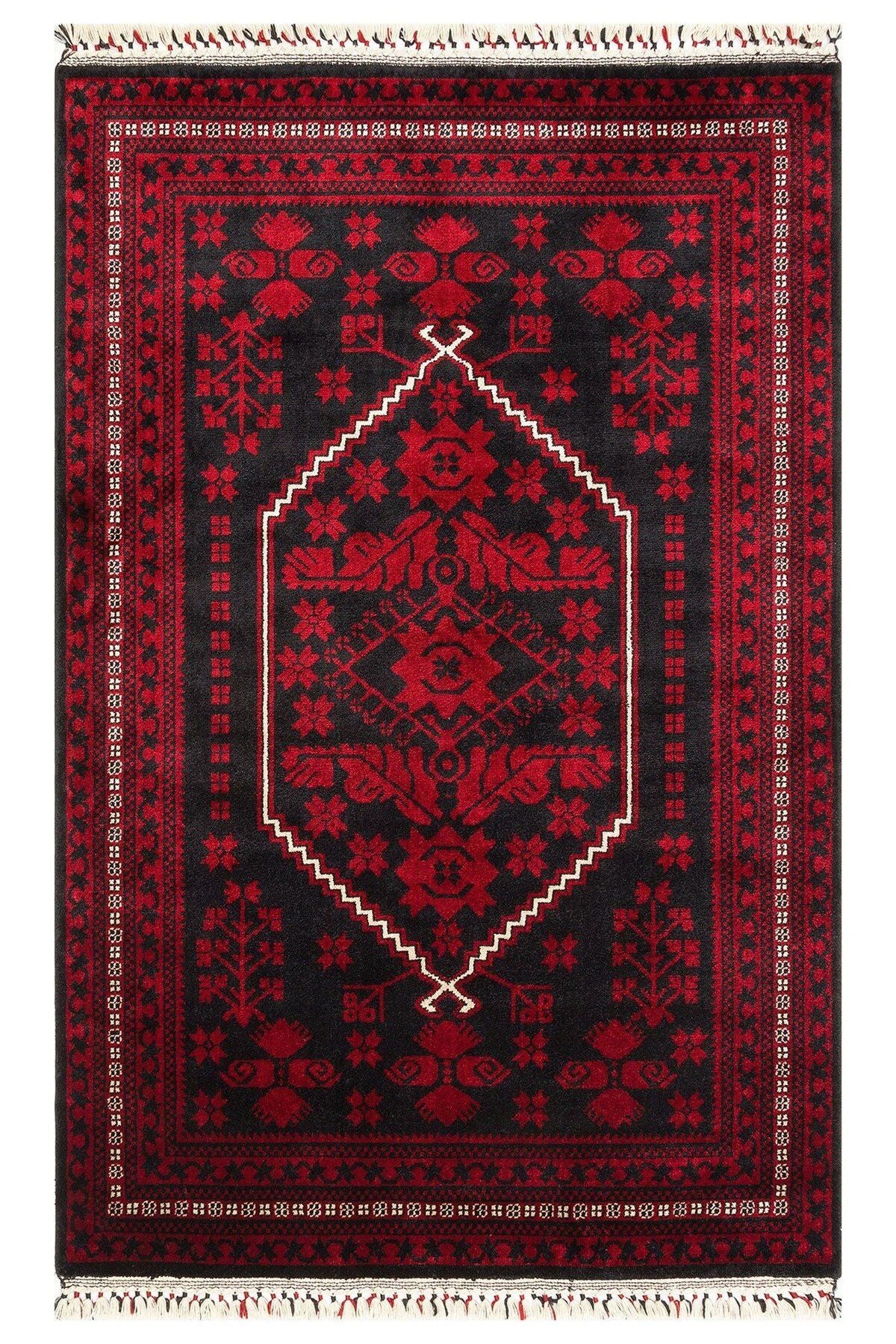 Nostaljı 956 Blue Afgan/yağcıbedir Desenli El Emeği Ile Özel Tezgahlarda Üretilen Bambu Uşak Halı