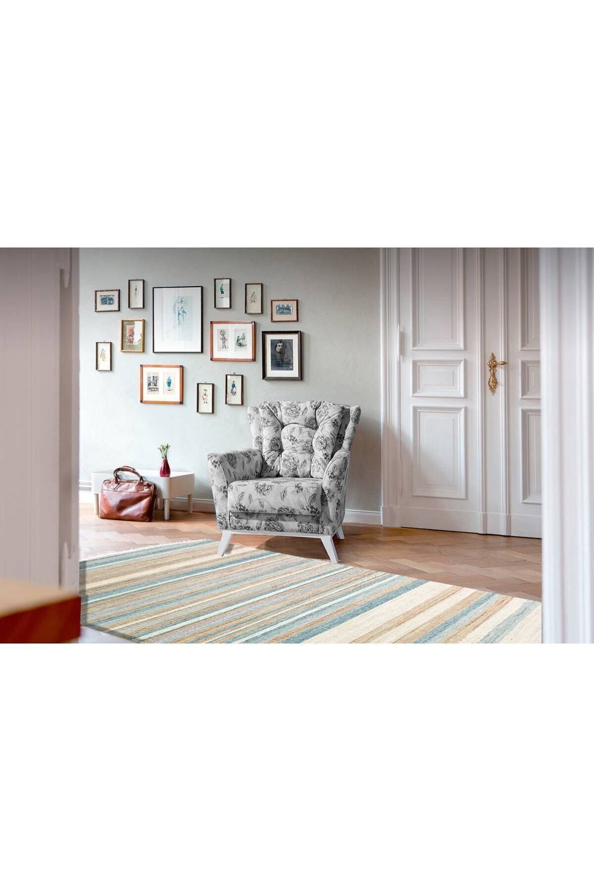 Cotton Serisi Multy Tonlarında Düz Çıtır Çizgili Eskitme Desen Dekoratif Dokuma Taban Kilim