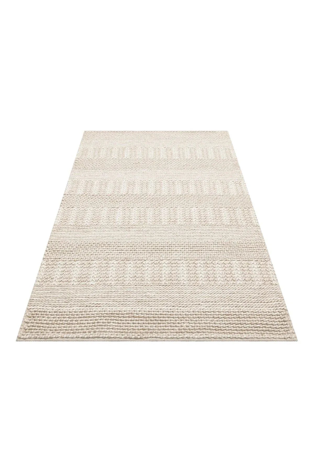 JADE J352 BEİGE Naturel Kazak Örgü Desenli El Dokuma Örgü Halı - HALI VAGONU