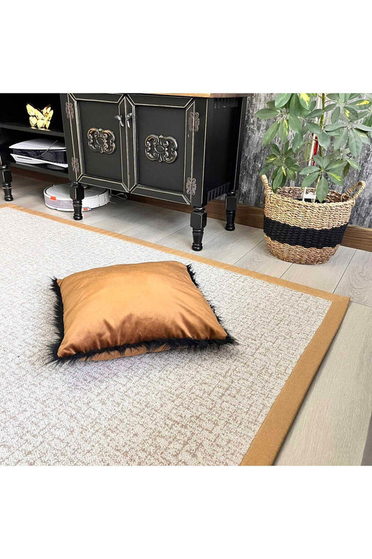 Bordure Lux Hardal Kumaş Bordürlü Leke Tutmaz Kaymaz Taban Özel Tasarım Halı - HV-BL-1603
