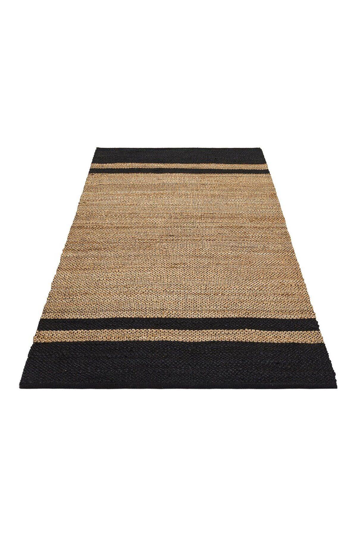 ECHO ECH 07 NATURAL BLACK El Dokuma Naturel Jüt Hasır Halı - HALI VAGONU