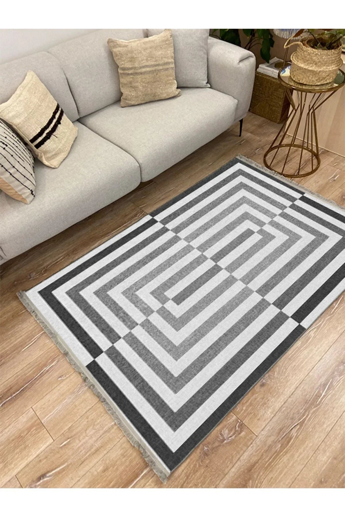 HV 2190 Modern Stil Geniş Alan Halısı Oturma Odası Yemek Odası Için Yıkanabilen Dekoratif Halı - HALI VAGONU