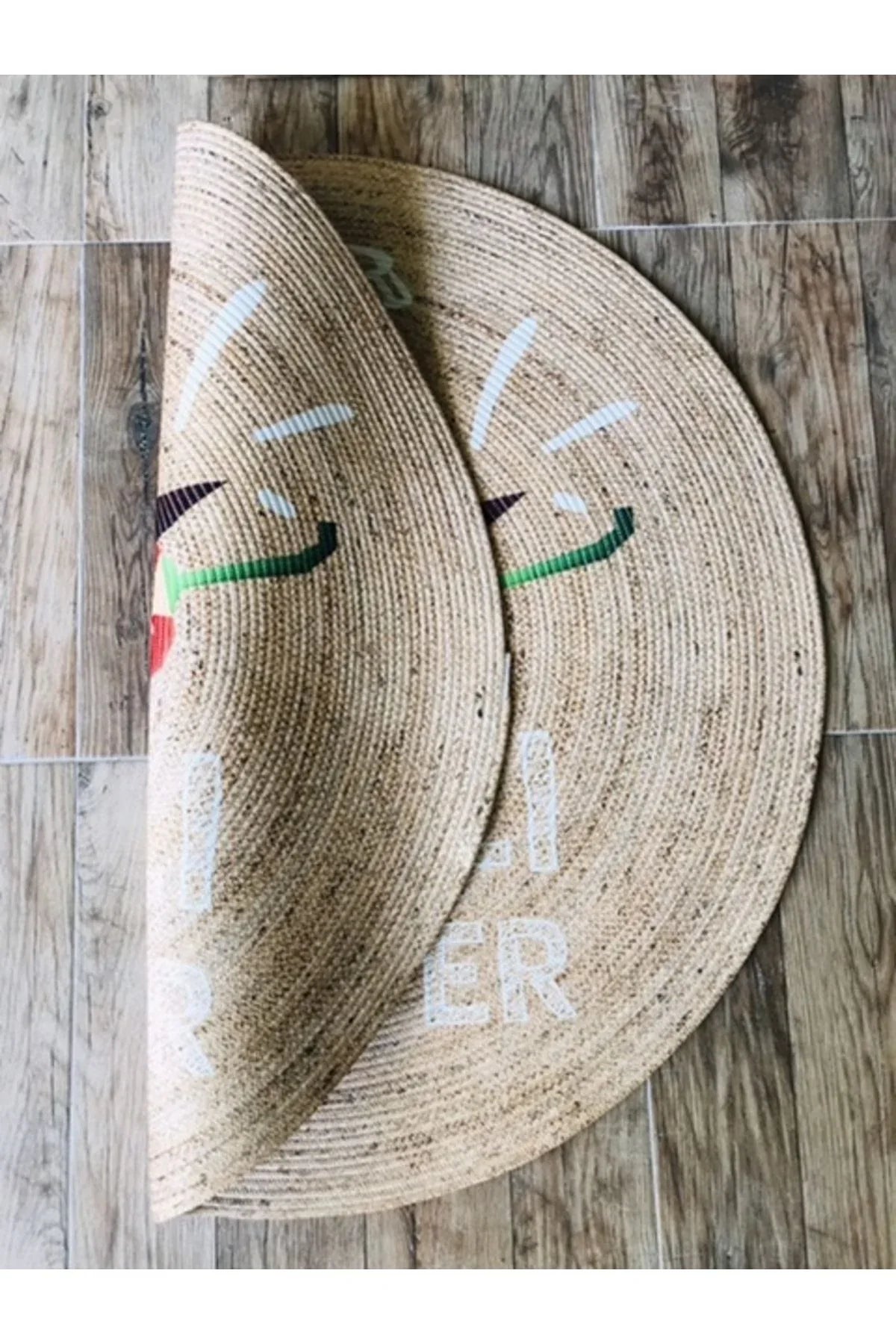 Halı Vagonu Şili Biberi Yuvarlak Jüt Örme Hasır Halı/Kilim HV-JH-07 - HALI VAGONU