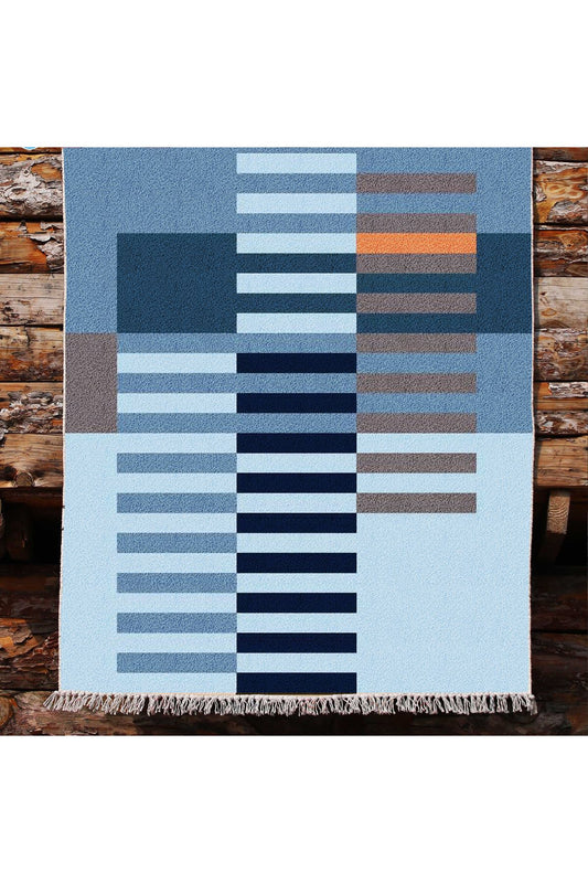 Cotton Kilim 81 Mavi Tonlarında Etnik Boho Stil Pamuk Taban