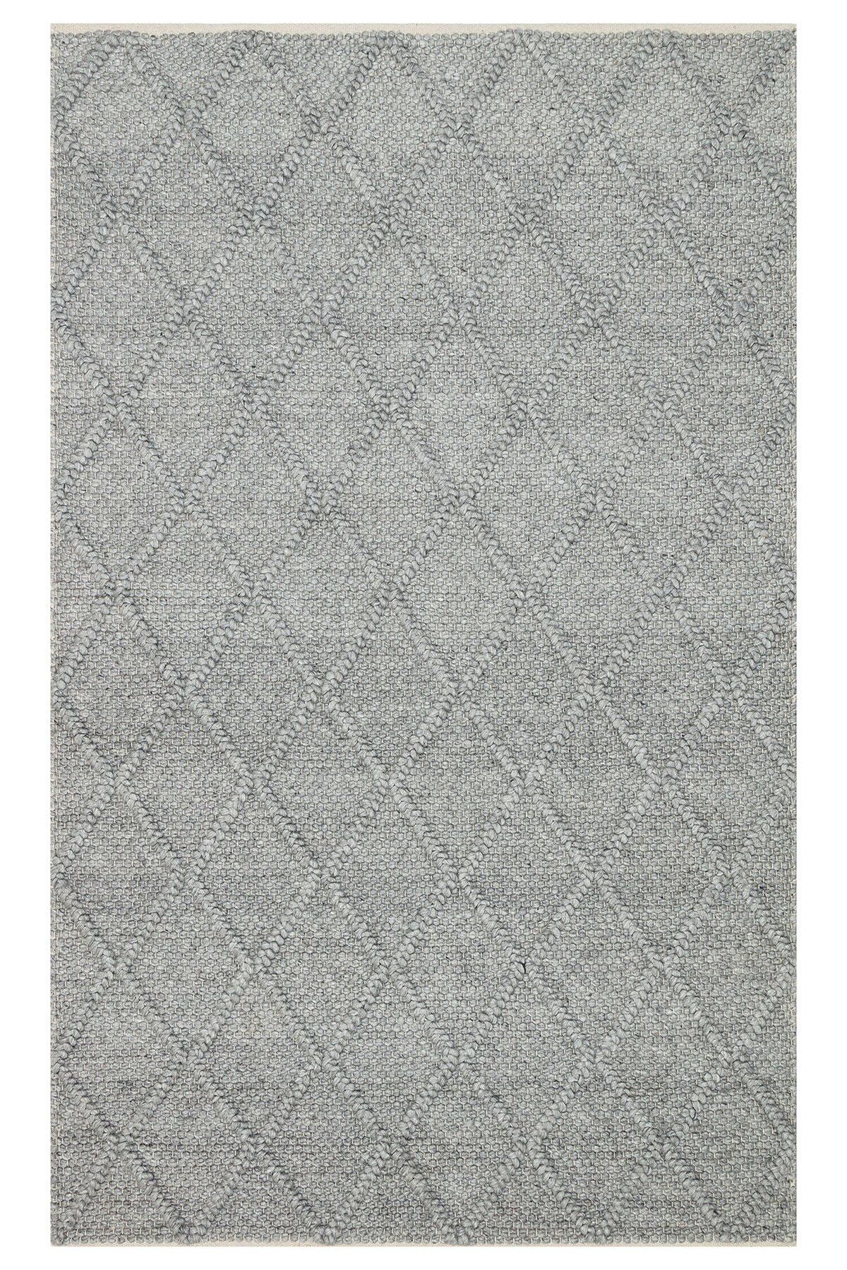 JADE DIAMOND GREY Naturel Kazak Örgü Desenli El Dokuma Örgü Halı