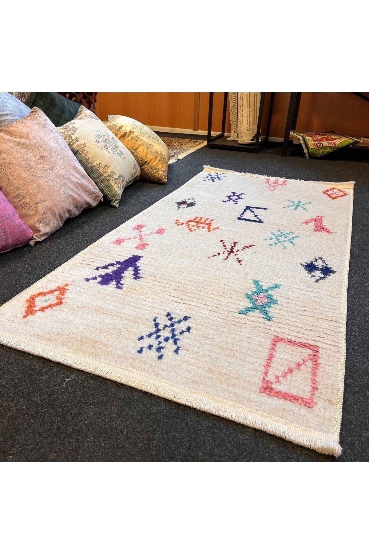 Yumuşak Dokulu Bambu Soft Kilim Ourain Saçaklı Dijital Baskı HV-SK-O9