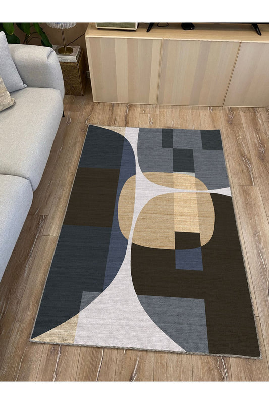 HV 25 Modern Stil Soyut Halı Bej Halı Iskandinav Halı Salon Halısı Yıkanabilen Dekoratif Halı