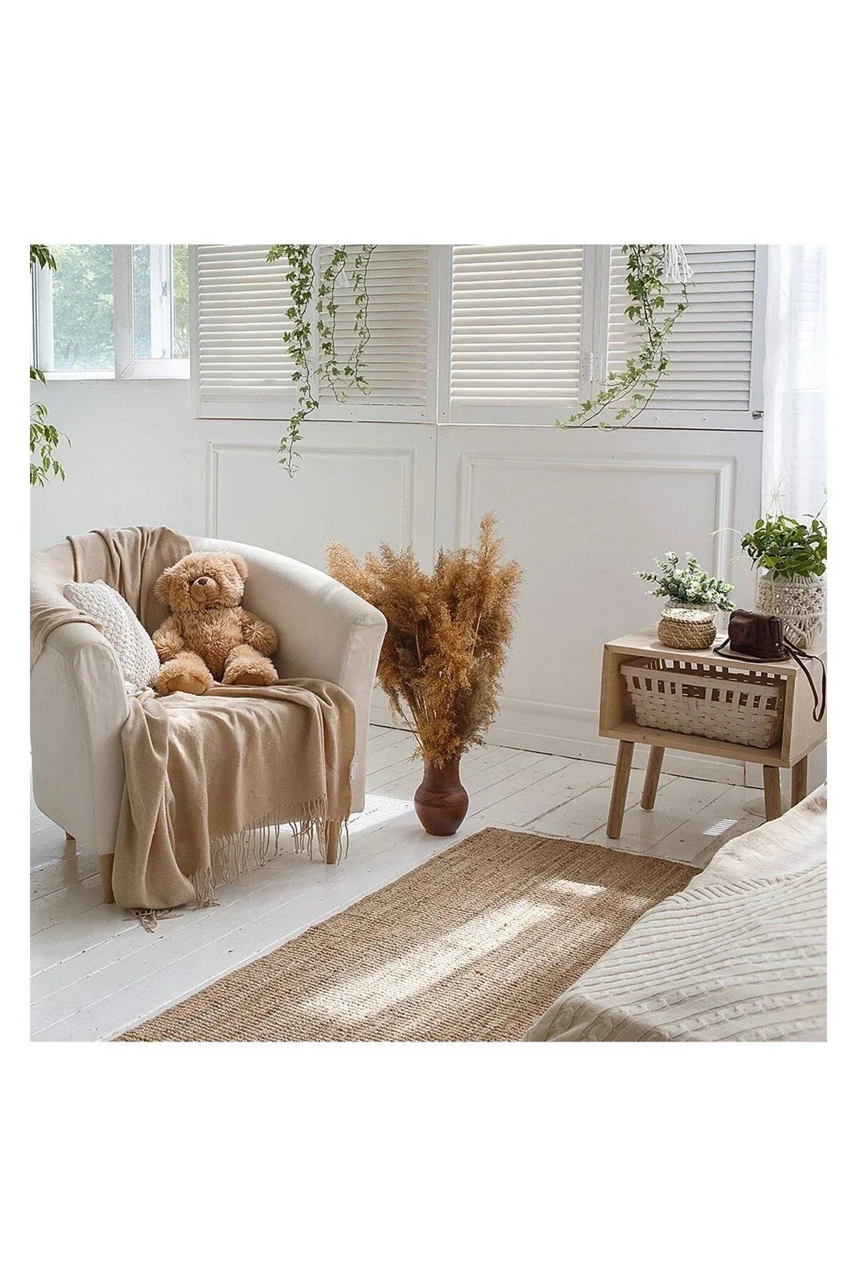 CHOTI CHOTI CREAM El Dokuma Naturel Jüt Hasır Halı - HALI VAGONU