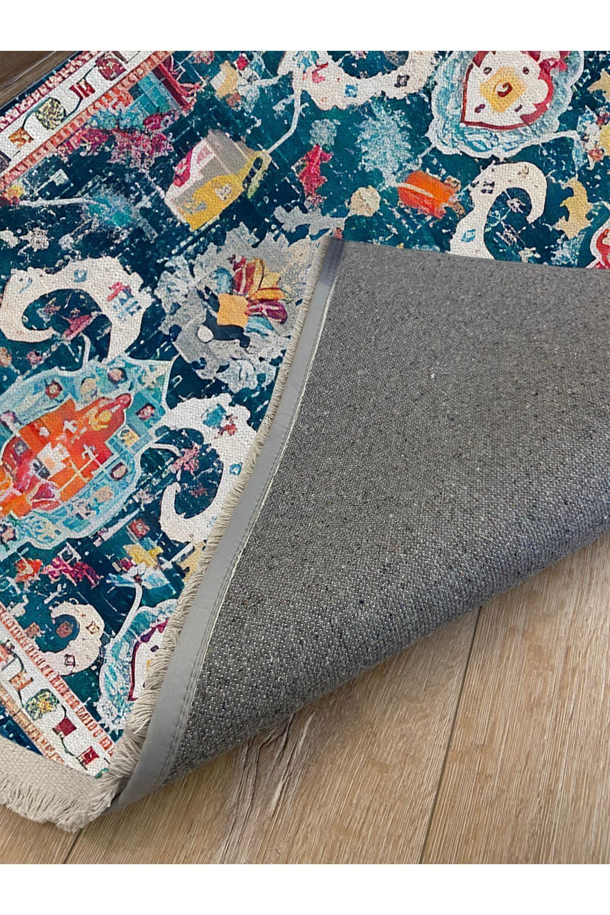 Halı Vagonu 64 Renkli Klasik Desenli Yıkanabilir Kaymaz Salon Halısı, Koridor Ve Mutfak Halısı