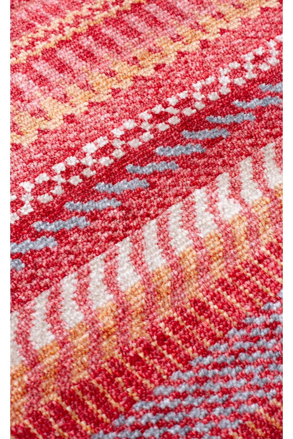Zara Zr 19 Red Multy Otantik Desenli El Emeği Ile Özel Tezgahlarda Üretilen Modern Uşak Halısı