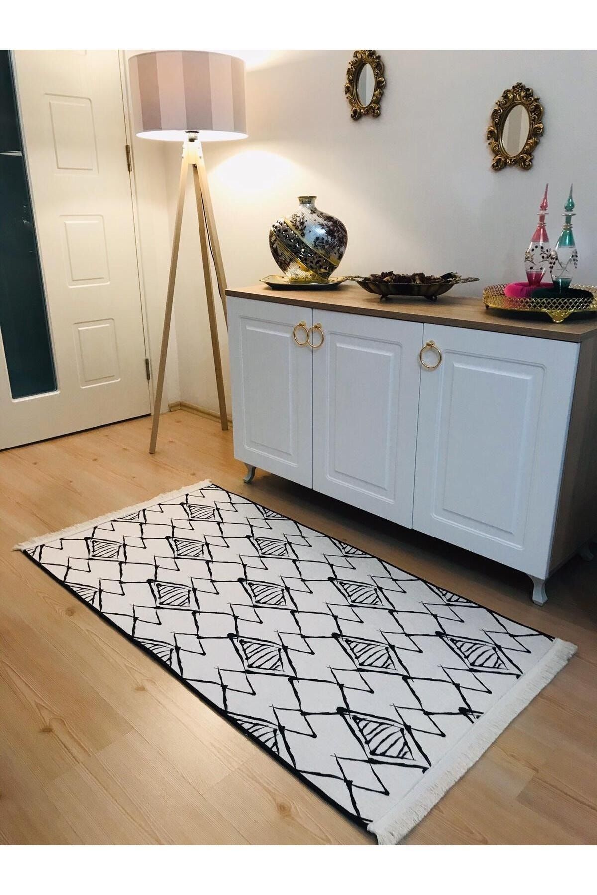 Yumuşak Dokulu Bambu Soft Kilim - İskandinav Saçaklı Dijital Baskı HV-SK-915