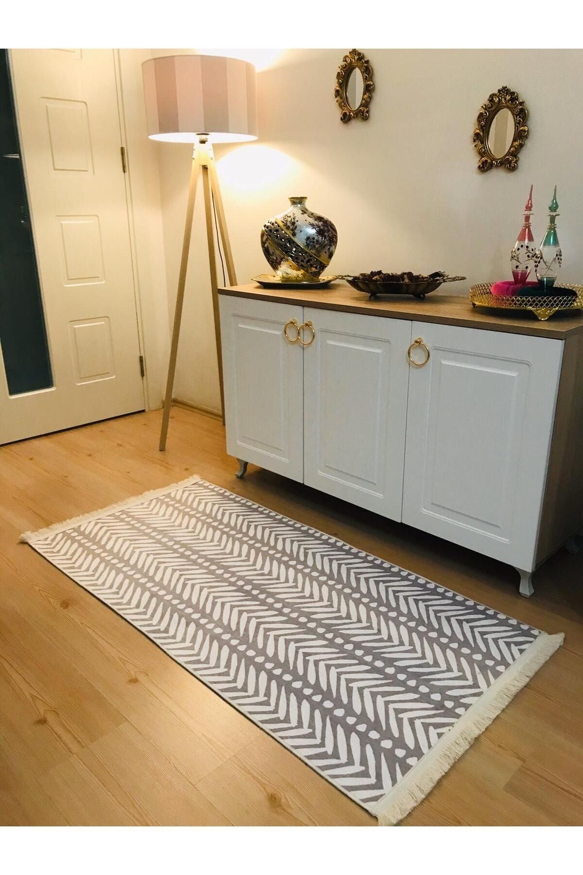 Yumuşak Dokulu Bambu Soft Kilim - İskandinav Saçaklı Dijital Baskı HV-SK-916