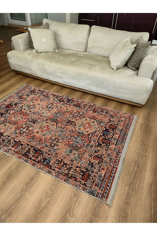 Mars Serisi Eskitme Desen Kaymaz Taban Şönil Halı